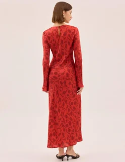 Floral Slash Neck Midaxi Column Dress