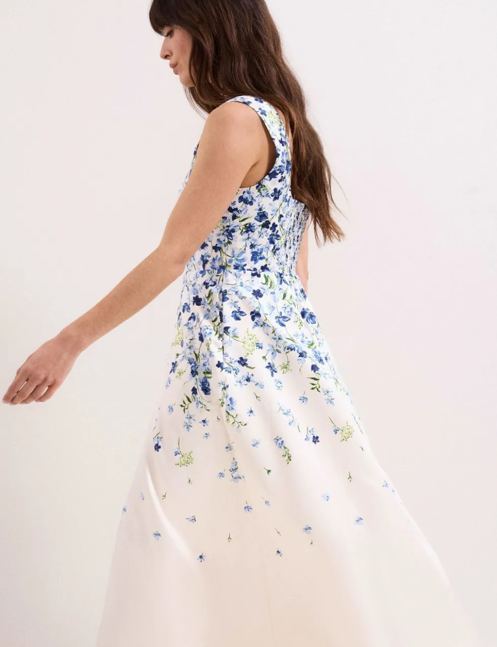 Floral Square Neck Midaxi Skater Dress