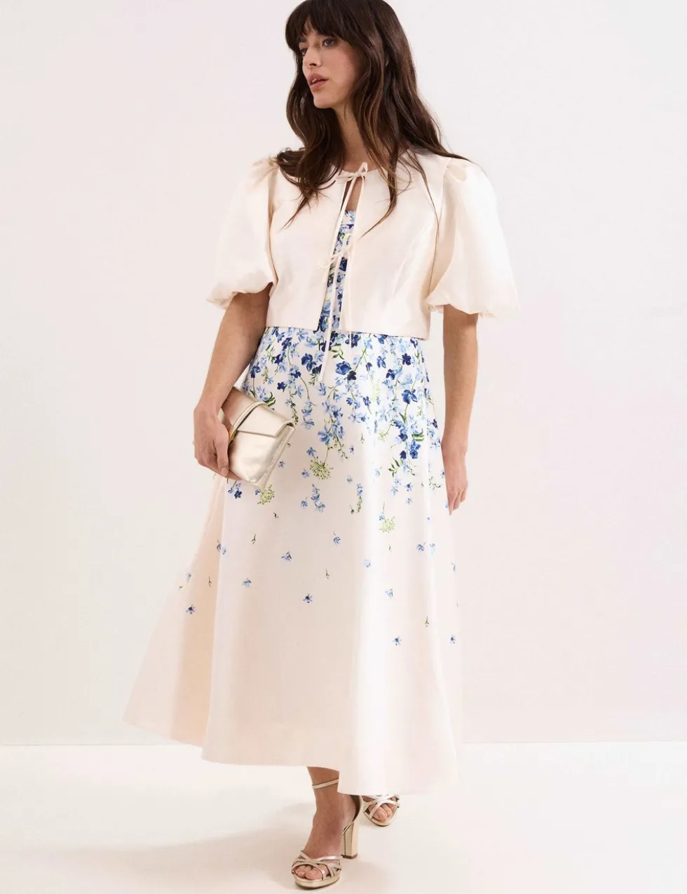 Floral Square Neck Midaxi Skater Dress