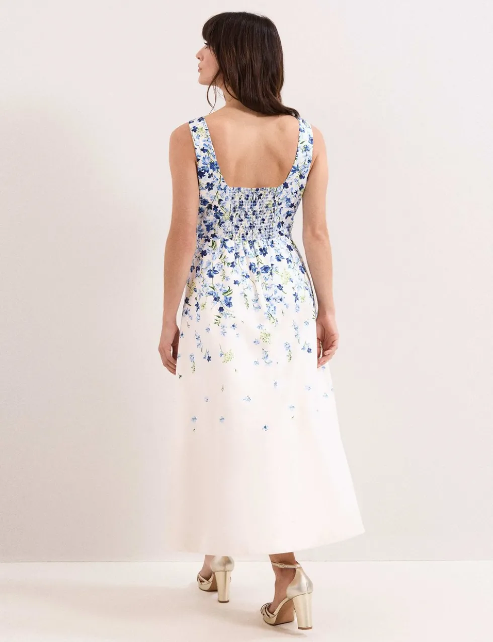 Floral Square Neck Midaxi Skater Dress