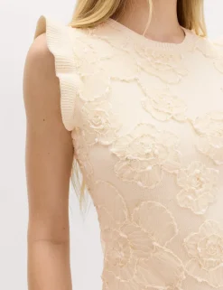 Floral Textured Knitted Mini Dress