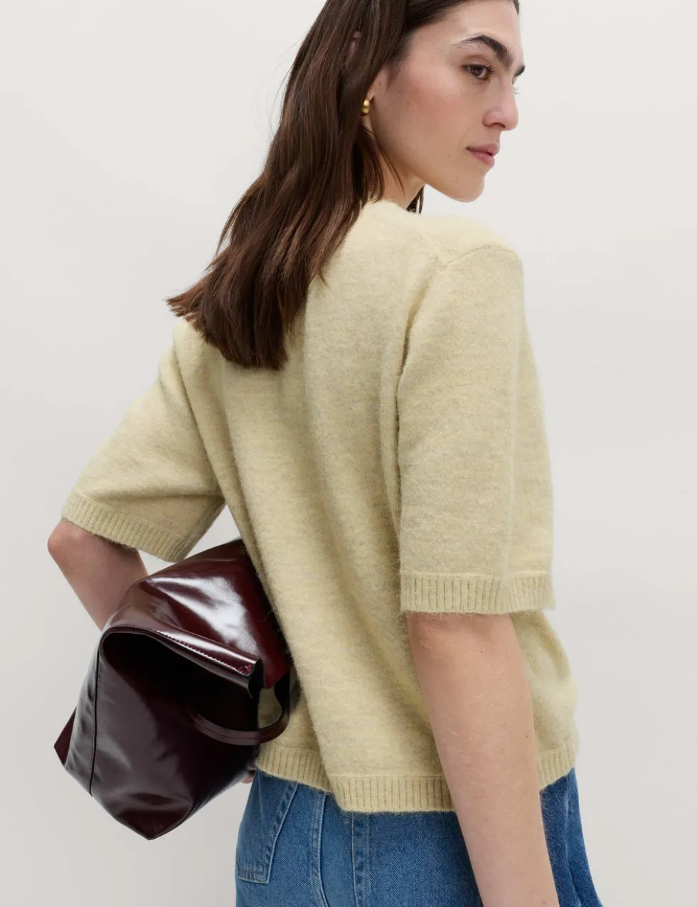 Floral Textured Knitted Top with Wool