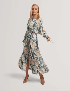Floral Tie Detail Maxi Shirt Dress