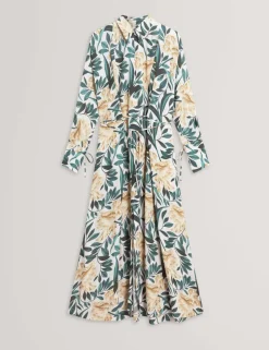 Floral Tie Detail Maxi Shirt Dress