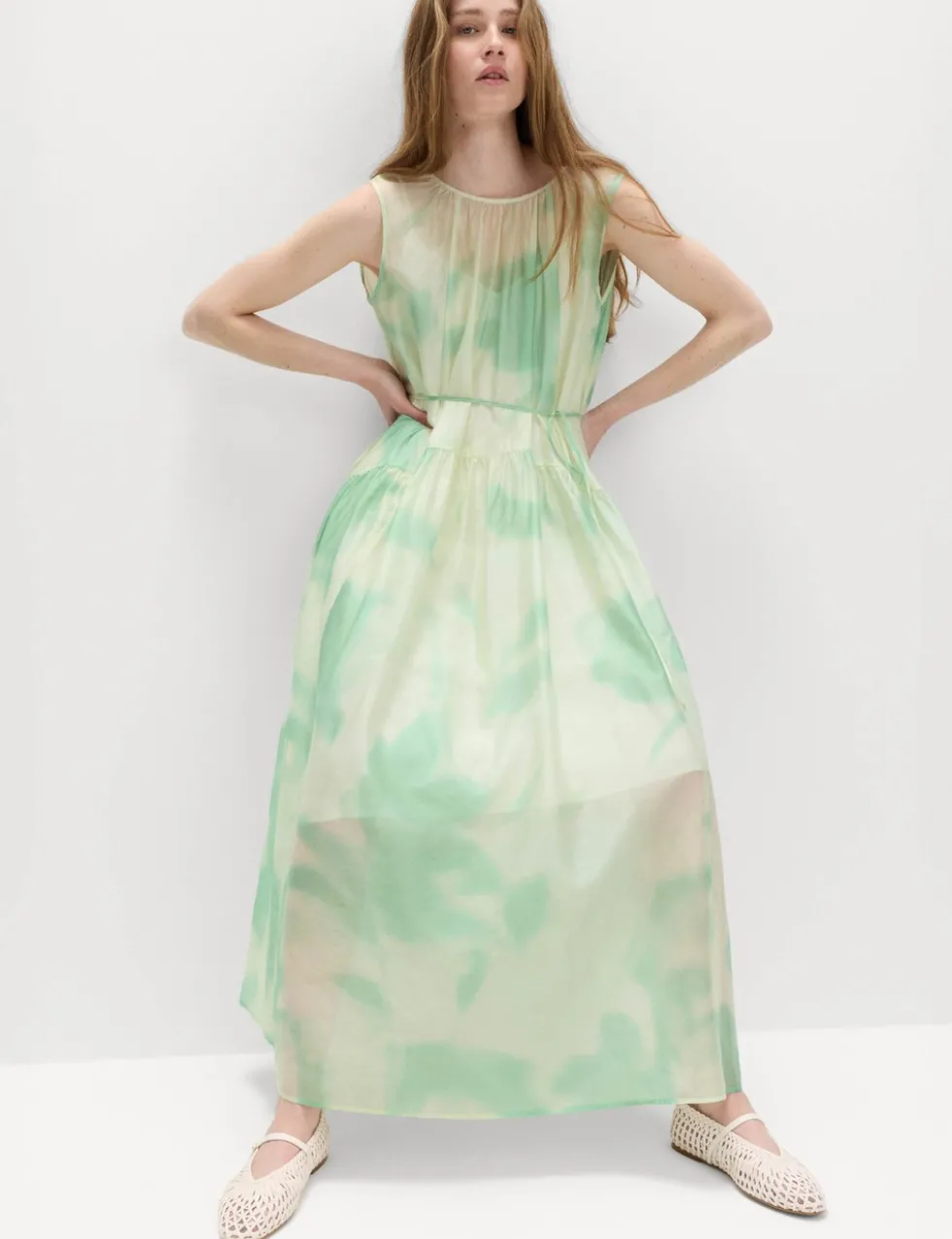 Floral Tie Detail Midi Tiered Dress