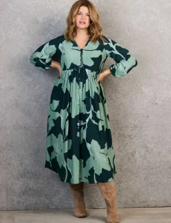 Floral Tie Front Midi Dress