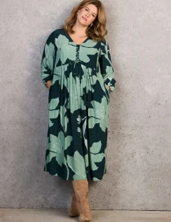 Floral Tie Front Midi Dress