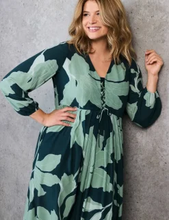 Floral Tie Front Midi Dress