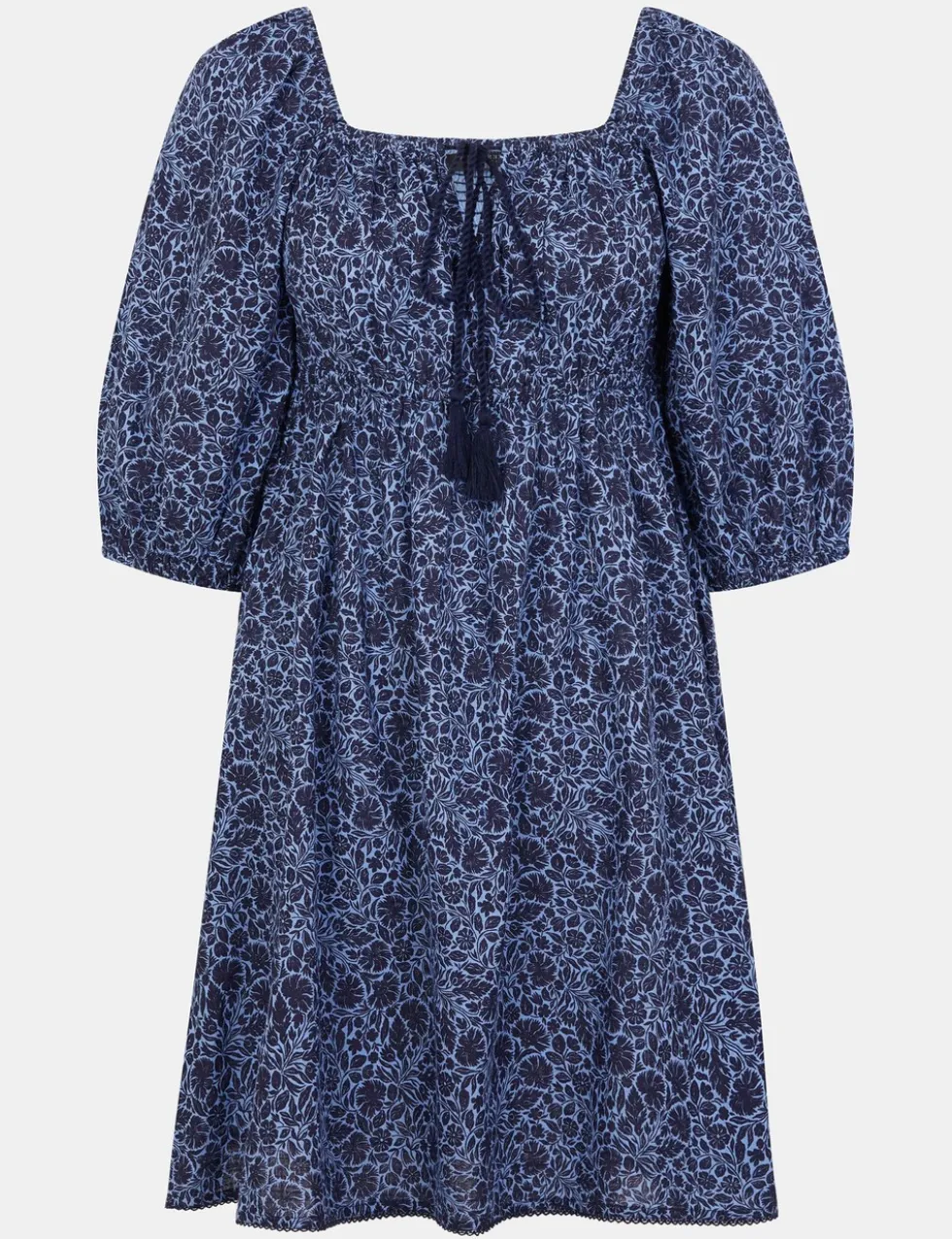 Floral Tie Front Puff Sleeve Mini Beach Dress