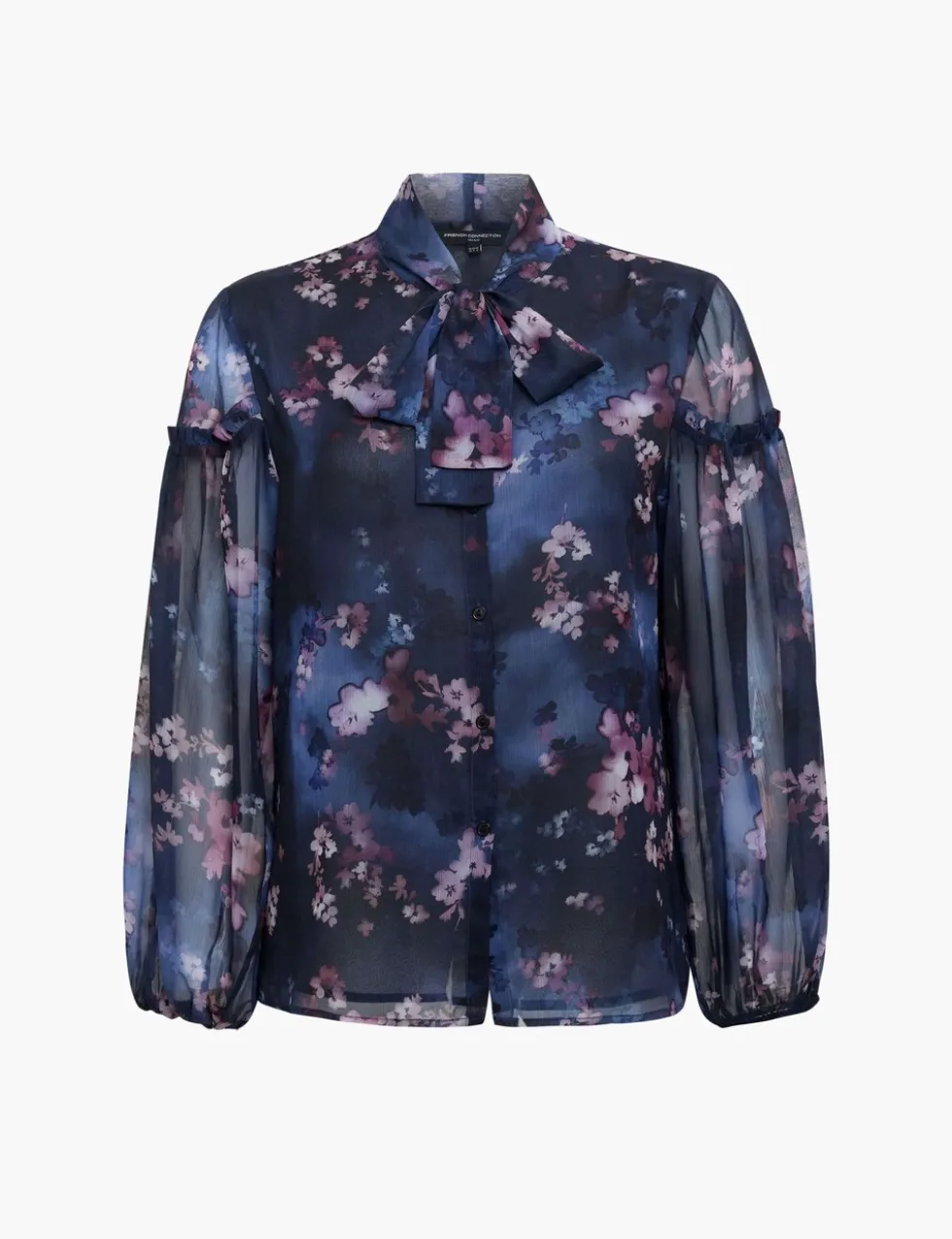 Floral Tie Neck Button Through Shirt