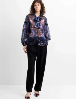 Floral Tie Neck Button Through Shirt