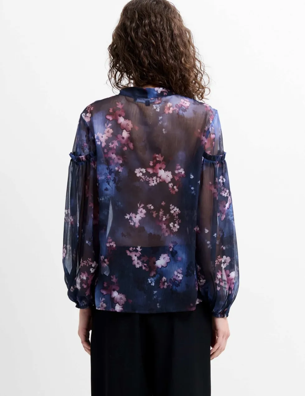 Floral Tie Neck Button Through Shirt