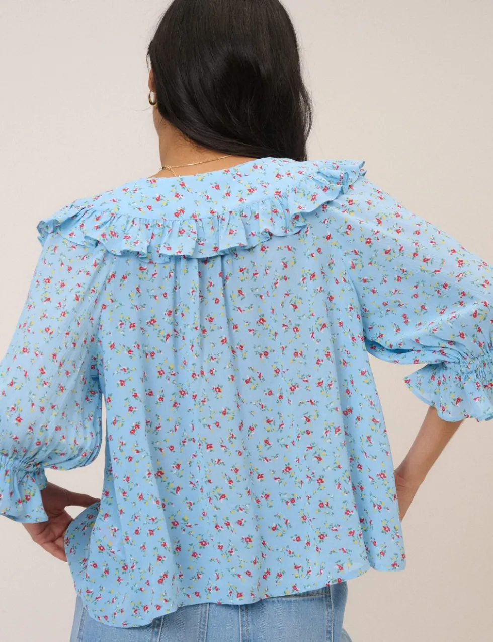 Floral Tie Neck Relaxed Blouse