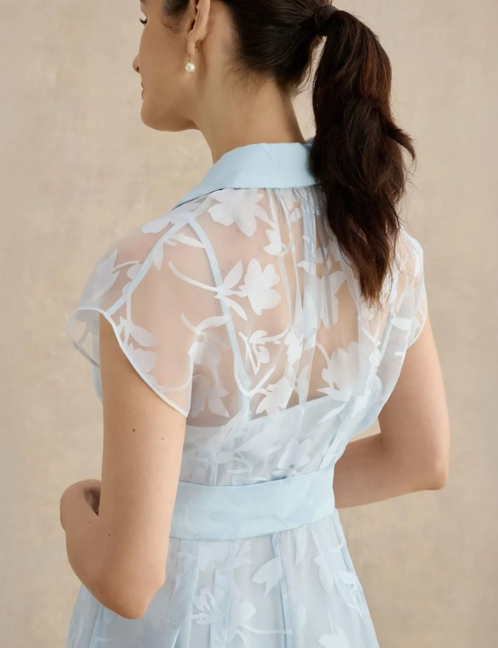 Floral Tie Waist Knee Length Skater Dress