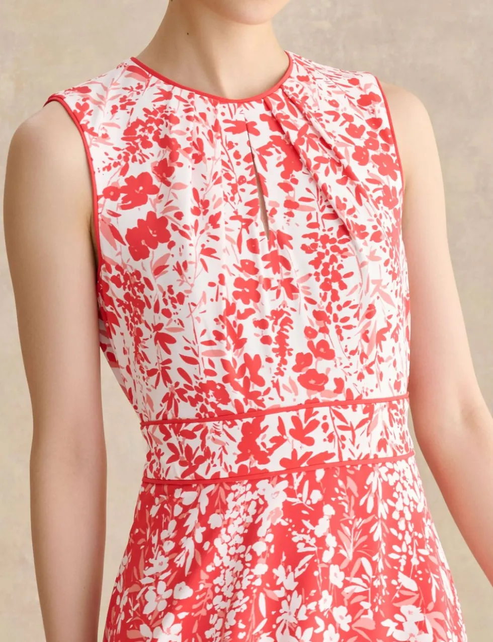 Floral Tie Waist Midi Waisted Dress
