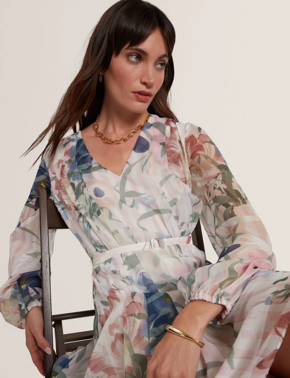 Floral Tie Waist Pleated Mini Smock Dress