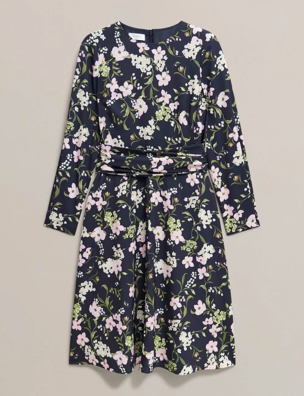 Floral Tie Waist Skater Knee Length Dress