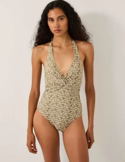 Floral Twist Front Halterneck Swimsuit