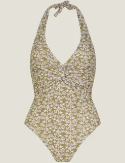 Floral Twist Front Halterneck Swimsuit