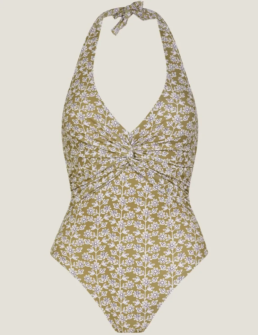 Floral Twist Front Halterneck Swimsuit