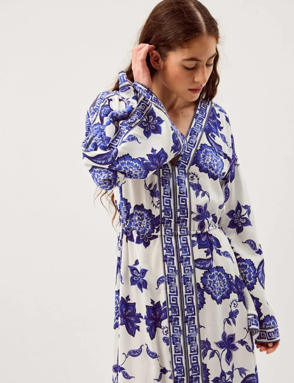 Floral V-Neck Angel Sleeve Maxi Beach Dress