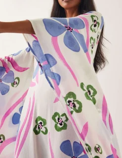 Floral V-Neck Beach Cover Up Kaftan