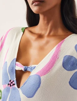 Floral V-Neck Beach Cover Up Kaftan