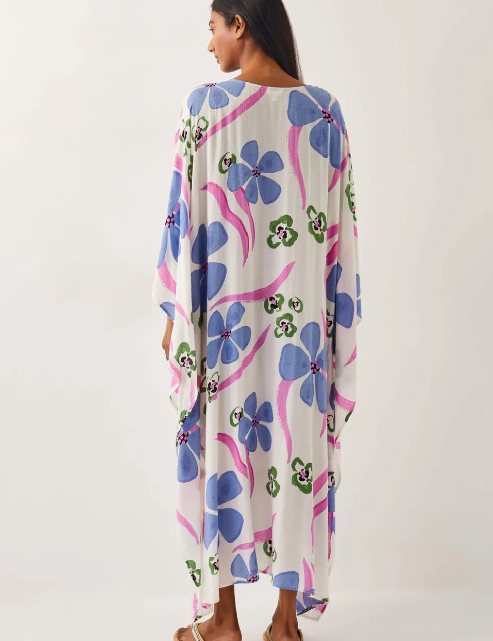Floral V-Neck Beach Cover Up Kaftan