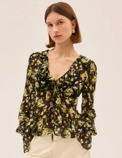 Floral V-Neck Blouse