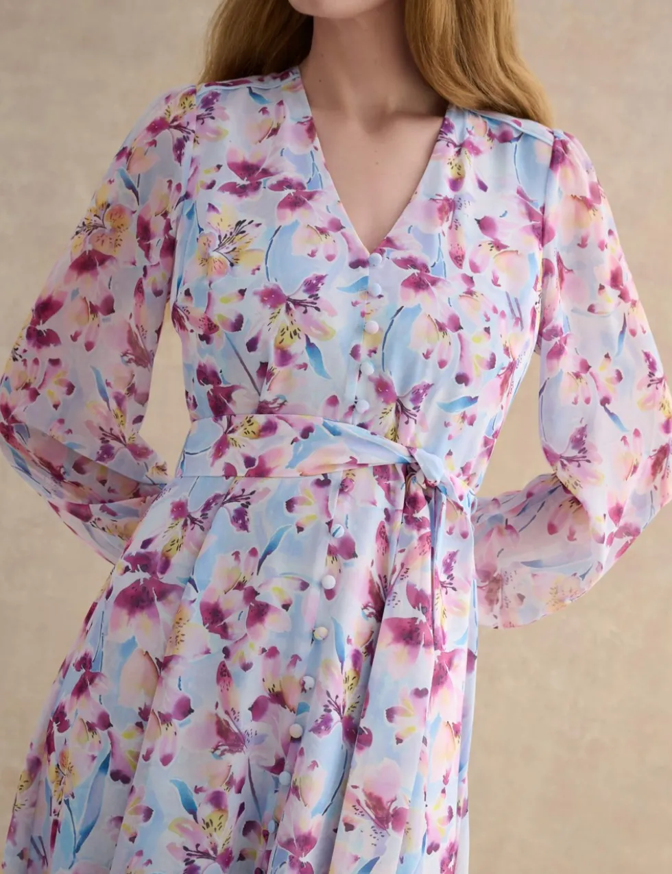 Floral V-Neck Maxi Skater Dress