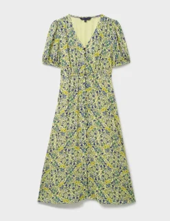 Floral V-Neck Maxi Tea Dress
