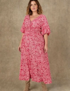 Floral V-Neck Maxi Waisted Dress