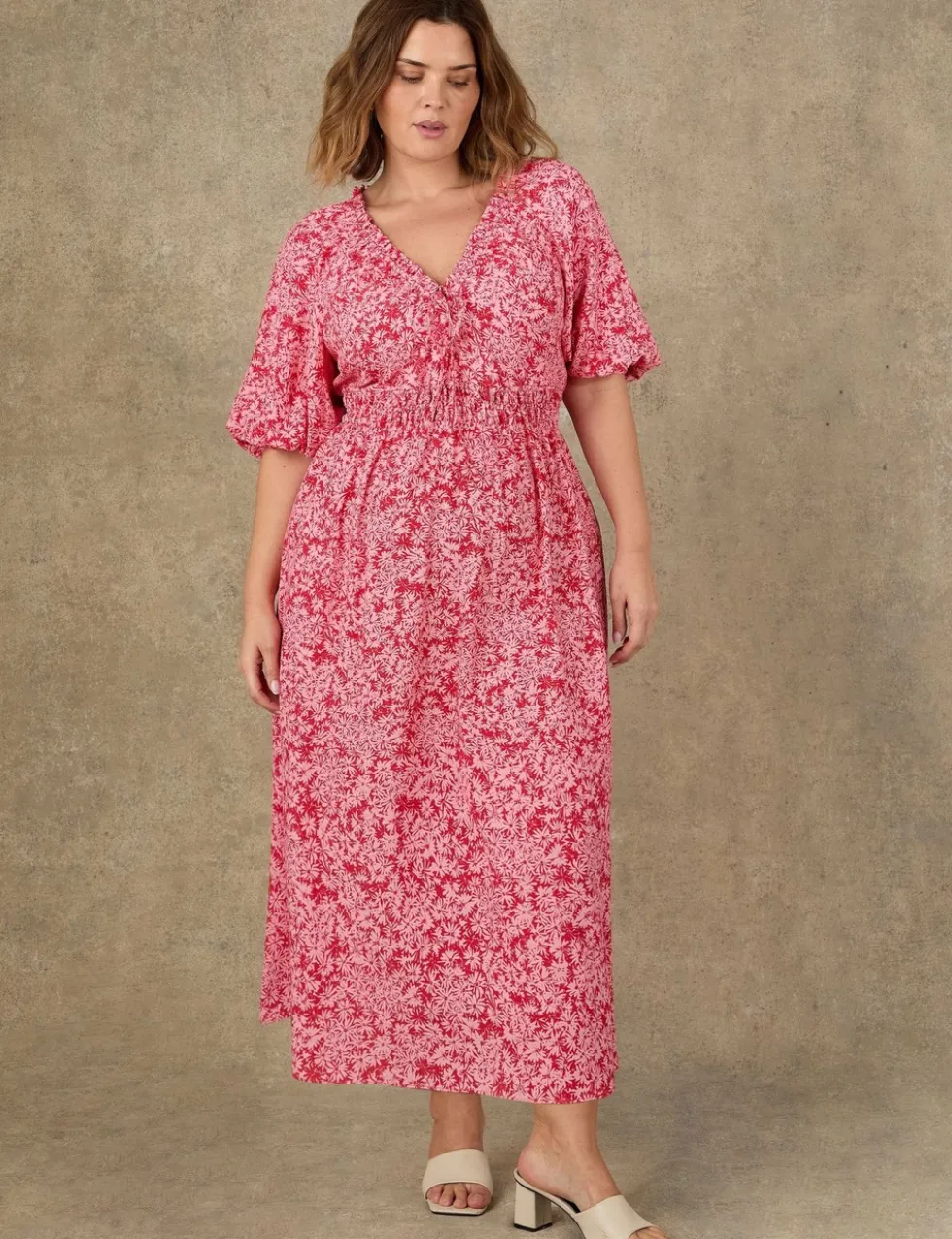 Floral V-Neck Maxi Waisted Dress