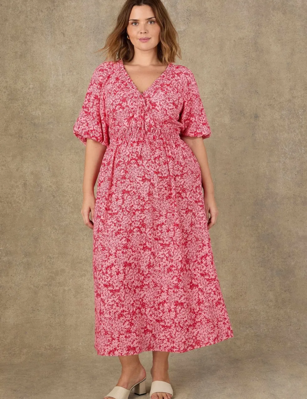 Floral V-Neck Maxi Waisted Dress