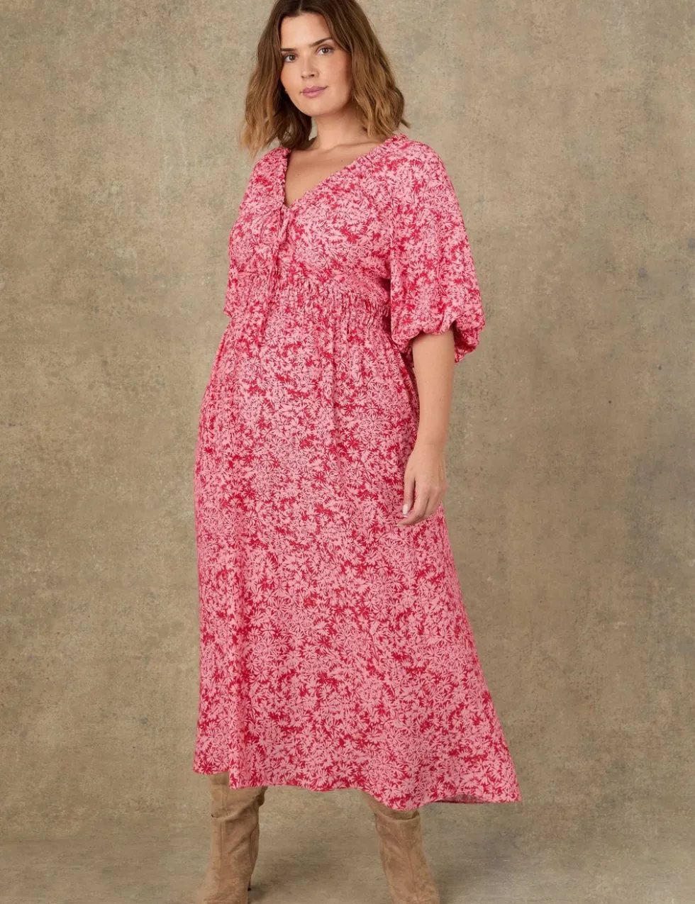 Floral V-Neck Maxi Waisted Dress