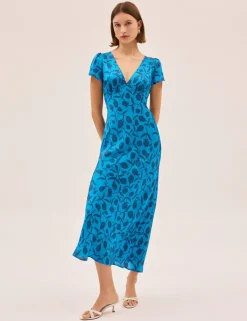 Floral V-Neck Midaxi Tea Dress