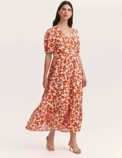 Floral V-Neck Midaxi Tiered Dress