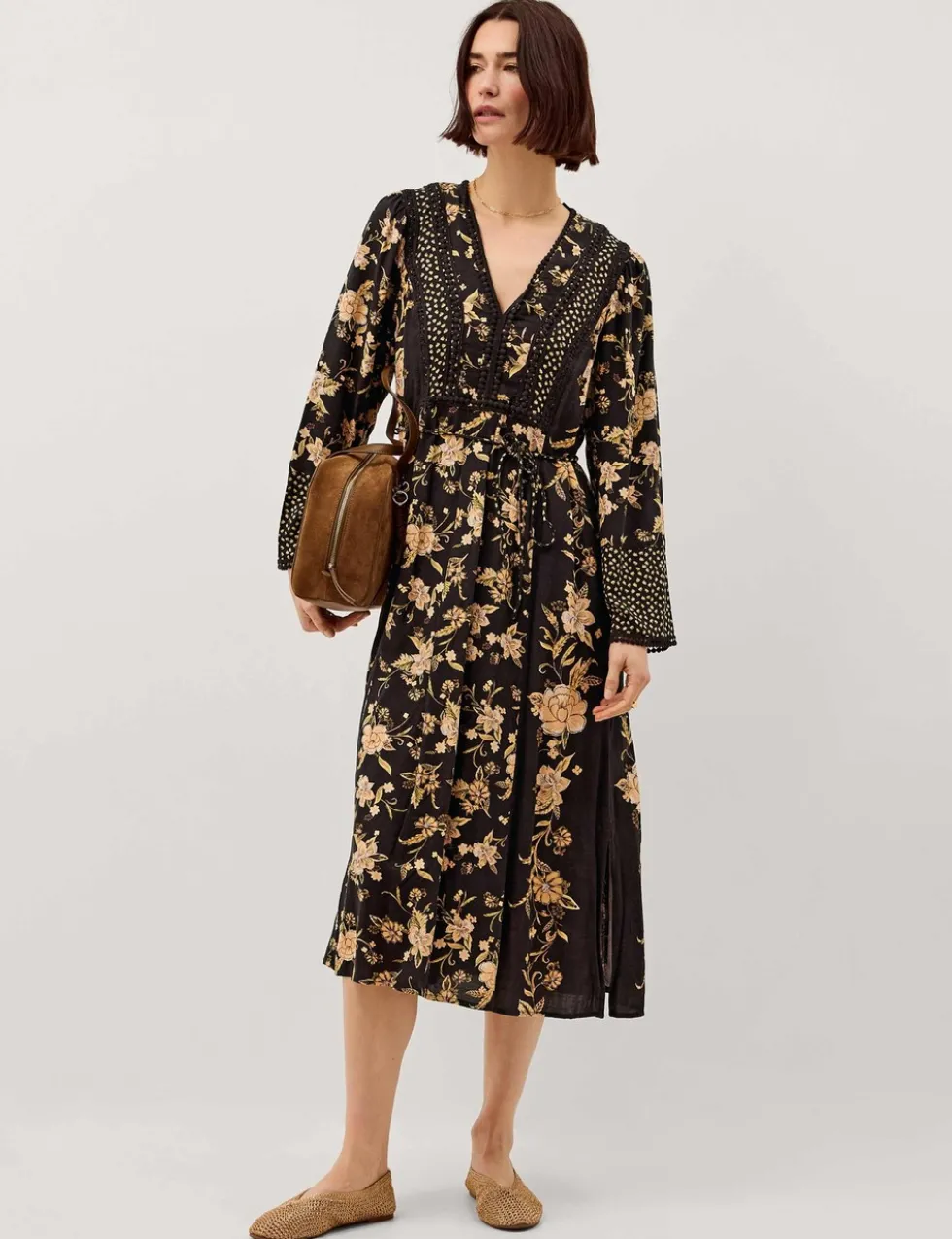 Floral V-Neck Midi Dress