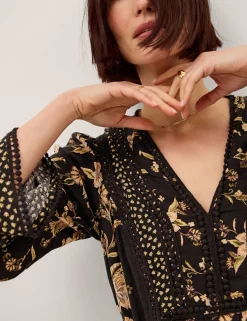 Floral V-Neck Midi Dress