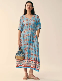 Floral V-Neck Midi Skater Dress