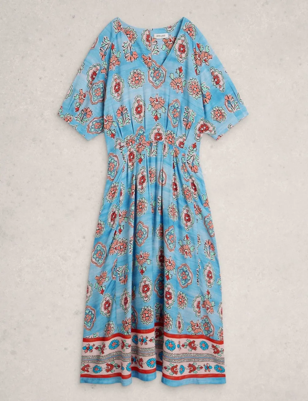 Floral V-Neck Midi Skater Dress