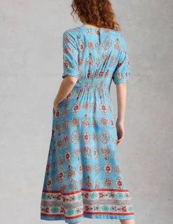 Floral V-Neck Midi Skater Dress