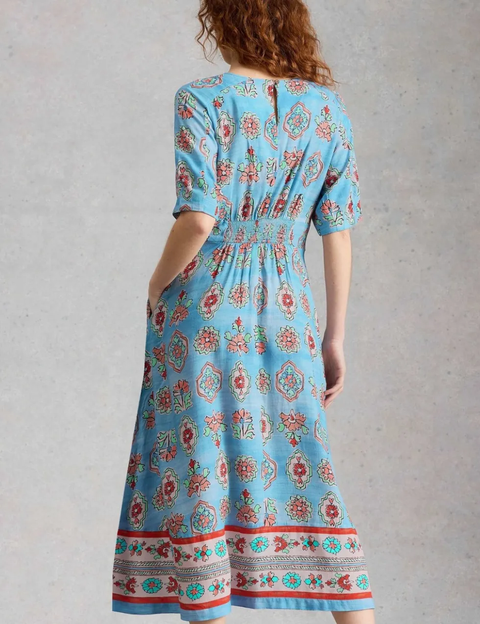 Floral V-Neck Midi Skater Dress