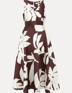 Floral V-Neck Midi Skater Dress