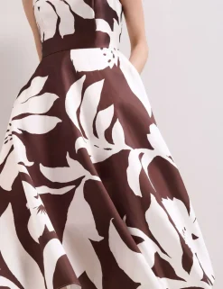 Floral V-Neck Midi Skater Dress