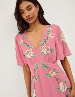Floral V-Neck Midi Skater Dress