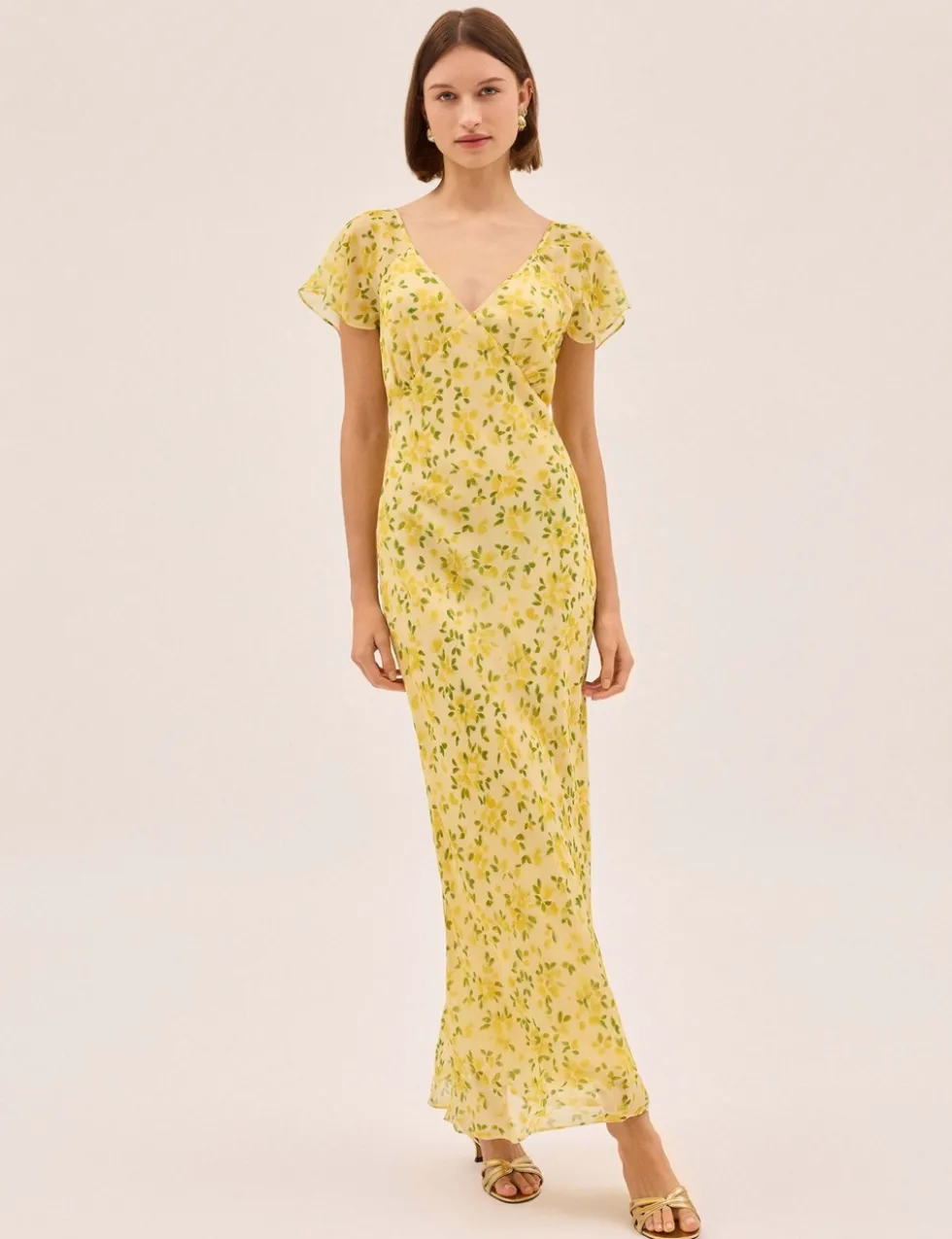 Floral V-Neck Midi Tea Dress
