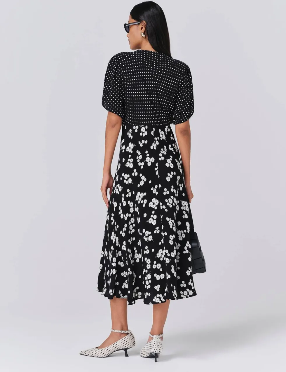 Floral V-Neck Midi Tea Dress
