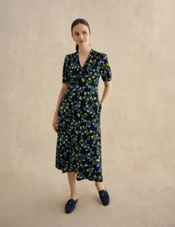 Floral V-Neck Midi Tea Dress