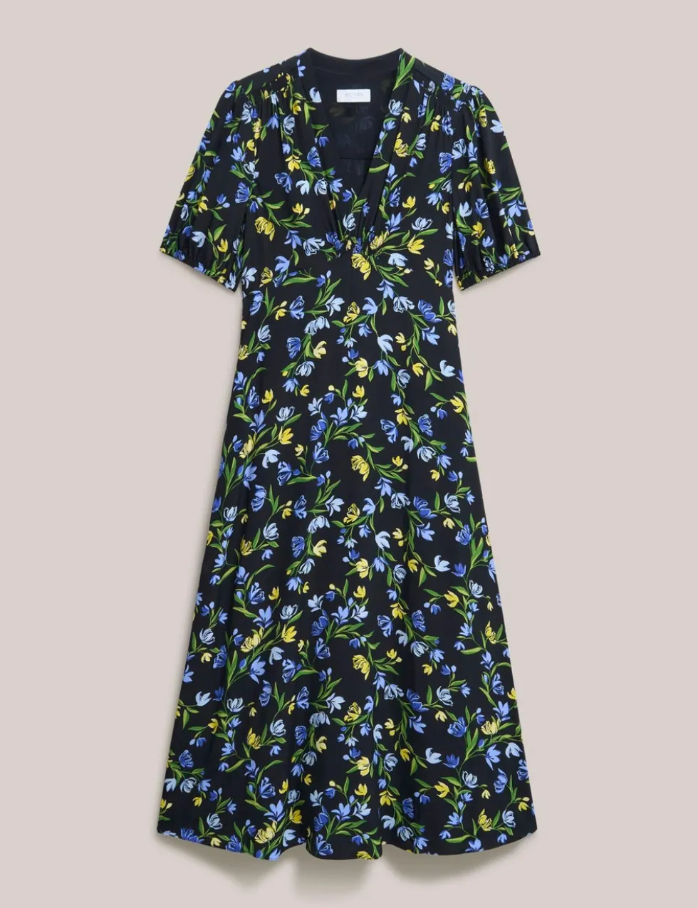 Floral V-Neck Midi Tea Dress